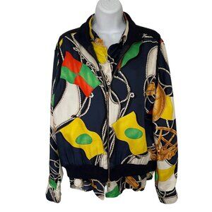 Lauren Ralph Lauren Nautical Silk Button Down Shirt & Matching Vest Sz 12 L